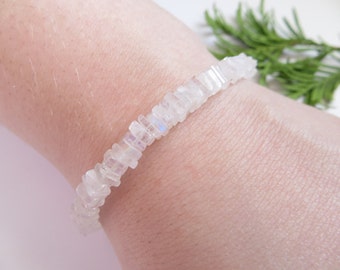Rainbow Moonstone Bracelet, Sterling Silver Adjustable Gemstone Bracelet