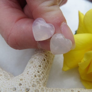 Rose Quartz Heart Earrings, Sterling Silver Posts
