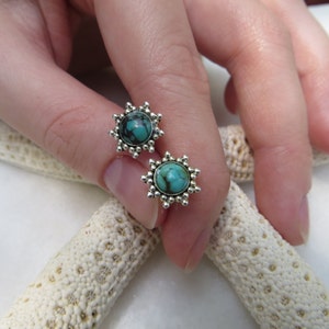 Turquoise Studs, Turquoise Earrings, December Birthstone Earrings, Sterling Silver Studs, December Birthstone Studs, Blue Studs, Silver Post