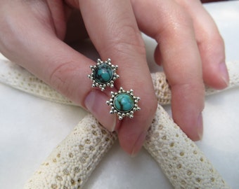 Turquoise Sterling Silver Stud Earrings, December Birthstone