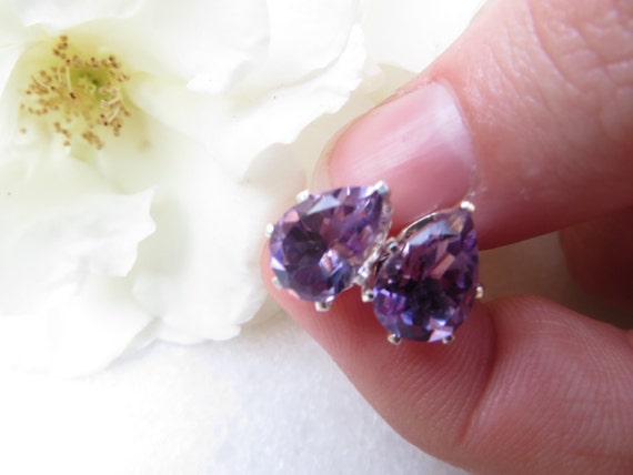 Amethyst Sterling Silver Studs, February Birthstone Earrings