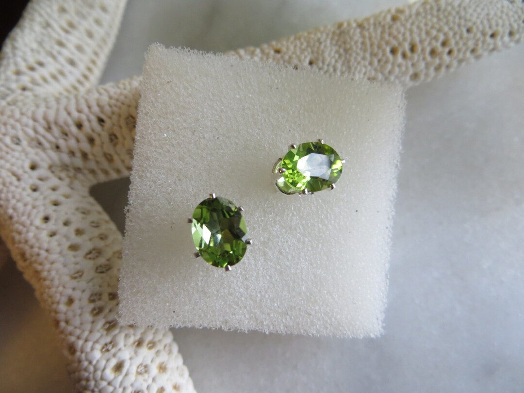Peridot Sterling Silver Studs, August Birthstone, 16th Anniversary - Etsy