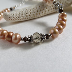 Freshwater Pearl Bracelet, Swarovski Crystal, Sterling Silver, June Birthstone