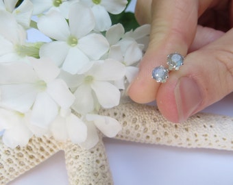 Labradorite Sterling Silver Studs, 4mm Gemstone Earrings