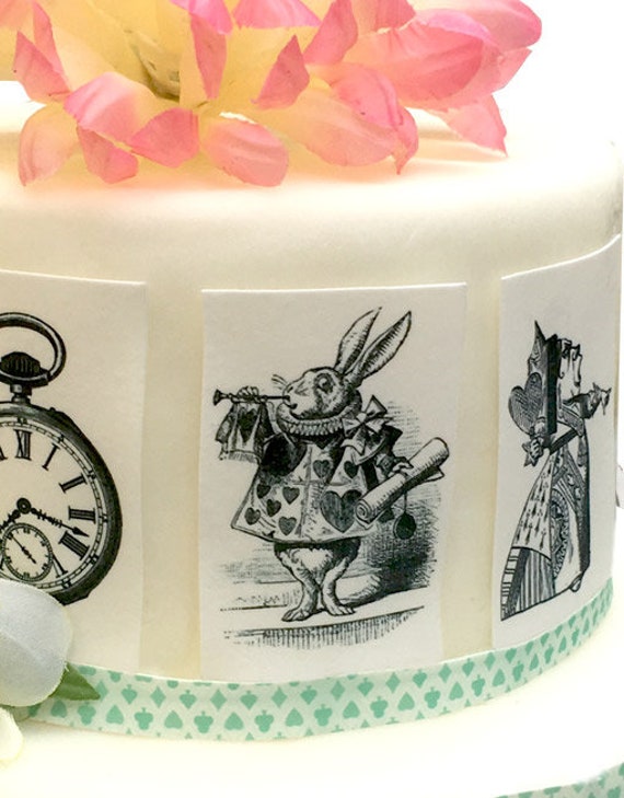 10 Alice in Wonderland Cup Cake Toppers Mad Hatters Tea party wedding B
