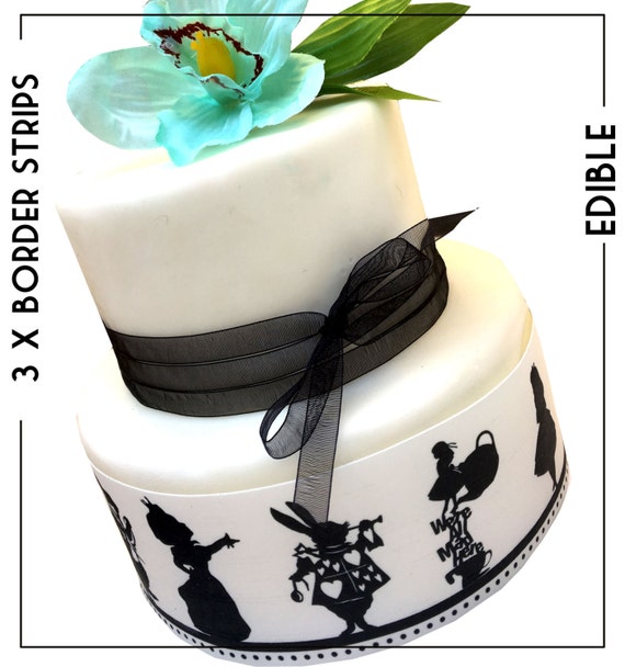 Alice In Wonderland Silhouette Cake Borders Edible Icing Etsy