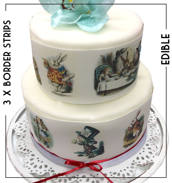 Alice In Wonderland Cake Borders Edible Icing Sheet Cake Etsy
