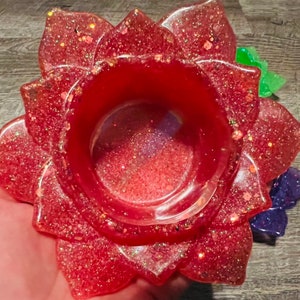 CUSTOM COLOR Resin Lotus Flower Candle Holders, Assorted Colors, Resin Acrylic Handmade, Home Decor, Tea Lights, Gift, Wedding Favors image 8