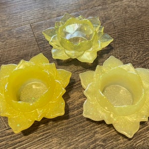 CUSTOM COLOR Resin Lotus Flower Candle Holders, Assorted Colors, Resin Acrylic Handmade, Home Decor, Tea Lights, Gift, Wedding Favors image 6