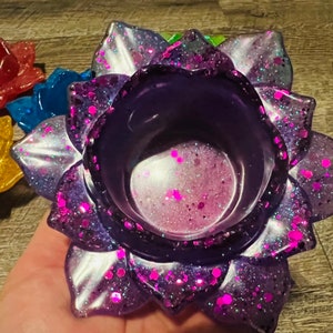 CUSTOM COLOR Resin Lotus Flower Candle Holders, Assorted Colors, Resin Acrylic Handmade, Home Decor, Tea Lights, Gift, Wedding Favors image 2