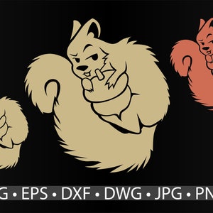 Süße Eichhörnchen hält eine Nuss Digital Design für Bruder und Circut Schneidemaschinen Svg eps dxf dwg jpg png und jpg