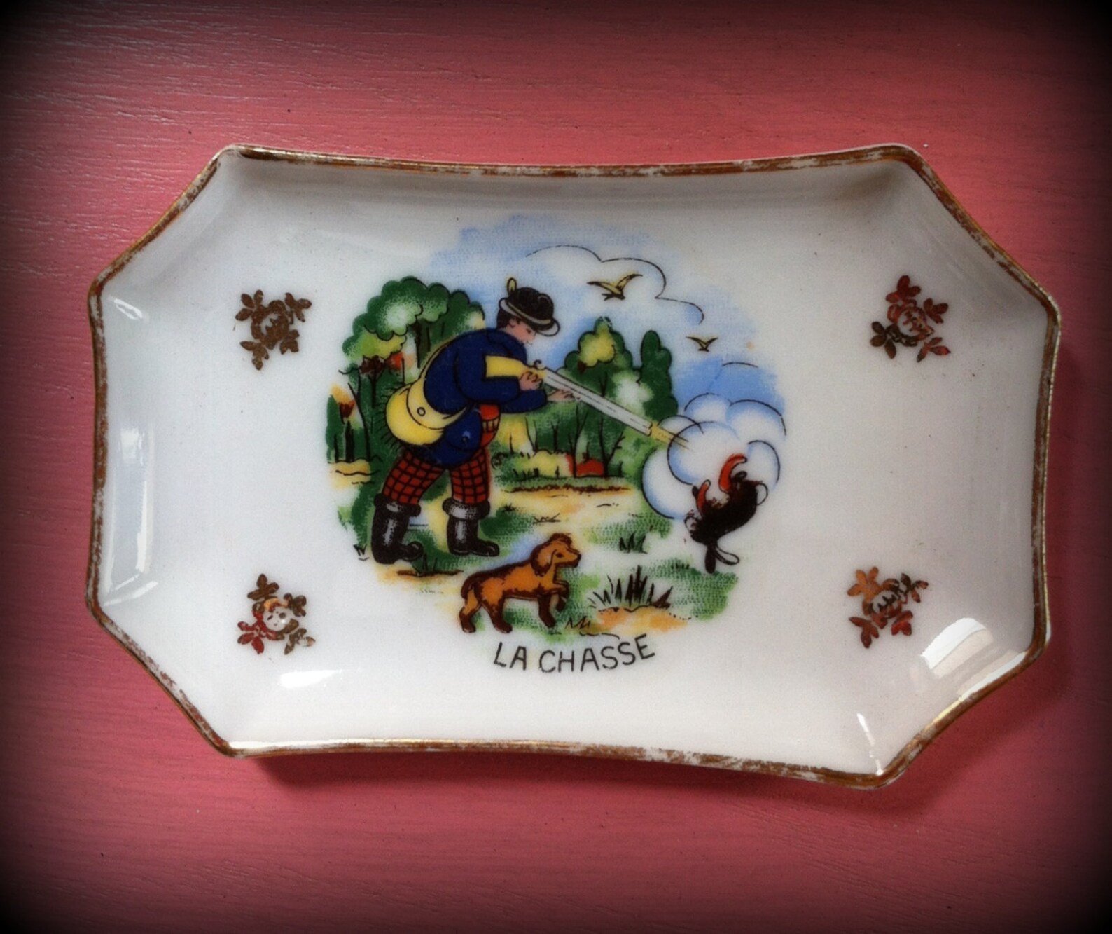 Two Limoges Fine Porcelain Pin Trays Dish Hunting and Fishing Etsy
