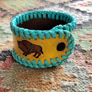 Leather Hand Stamped Cuff Western Design Yippee Ki YA
