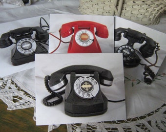 Set of Four Antique Telephones Photo Note Cards