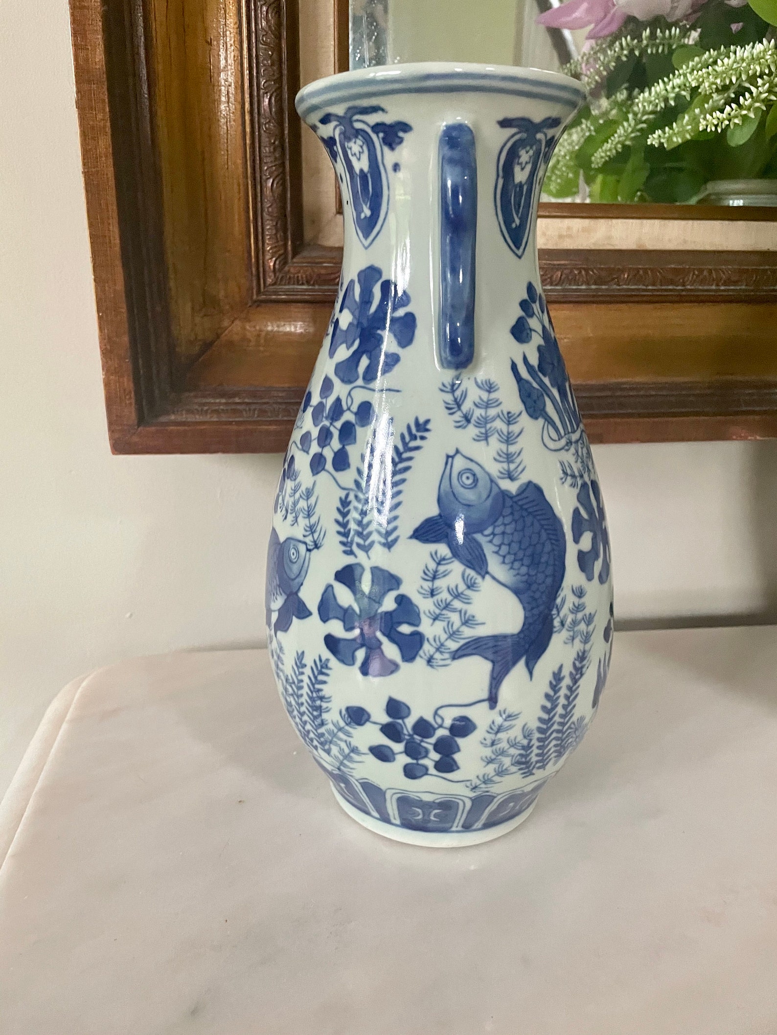Narrow Blue & White Chinoiserie Ceramic Vase / Imperial Vase / Etsy
