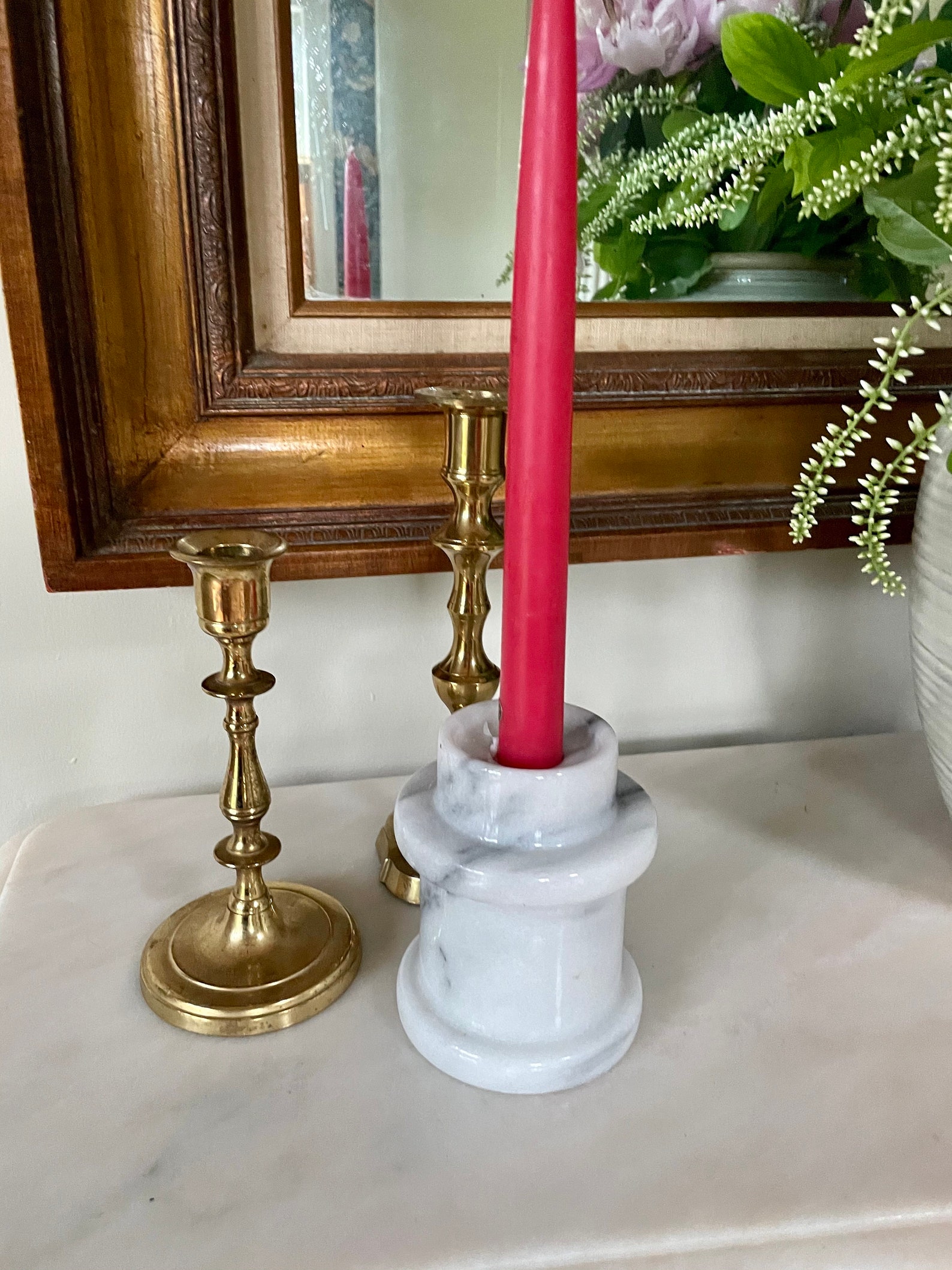 Solid White Marble Candlestick Holder / Taper Candle Holder Etsy