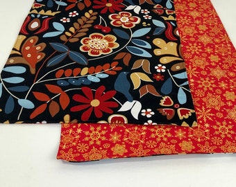 Eclectic, Table Runner, Reversible, Christmas, Thanksgiving, Winter, Solstice, All Season, Ikea Fabric, Snowflakes, 13 X 62 inches