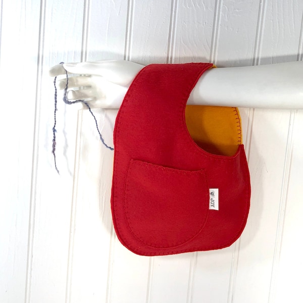 Knitting Bag, Coral Red & Gold, Crochet Bag,  Wristlet, Yarn Holder, Eco-Friendly, Project Tote, Reusable Gift Bag