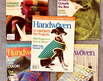 HANDWOVEN Magazines, Lot of 5, Weaving Instructions, How to Weave, Weaving Drafts, Slow Fashion, Fiber Arts, 2007