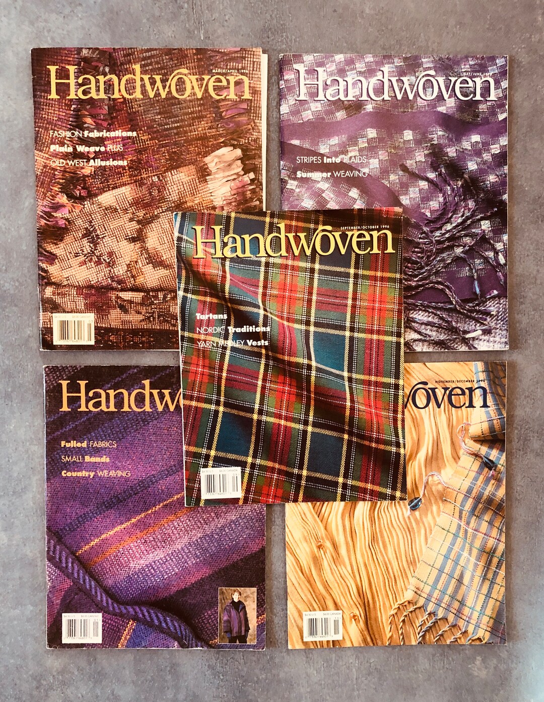 HANDWOVEN Magazines, Lot of 5, Weaving Instructions, How to Weave, Weaving Drafts, Slow Fashion