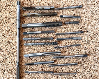 Vintage, TAPS, Lot of 18, Machinist Tool, Industrial, Steampunk Supply Gift for Maker, Crafter