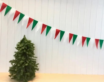 Christmas Garland, Green & Red, Glitter, Bunting, Sustainable Christmas Decoration, Earth Friendly, Party, Child's Room Decor