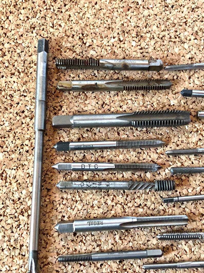 Vintage, TAPS, Lot of 18, Machinist Tool, Industrial, Steampunk Supply Gift for Maker, Crafter image 2