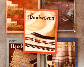 HANDWOVEN Magazines, Lot of 5, Weaving Instructions, How to Weave, Weaving Drafts, Basket Making, Fiber Arts, Rare!
