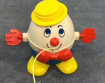 Vintage Fisher Price, Pull Toy, Humpty Dumpty, Nursery Decor