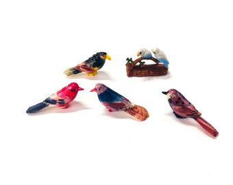 5 Bird Figurines, Miniature, Plastic Toy Collection, Mini Toys, Miniature , Doll Size, Easter Decor, Diorama Supply