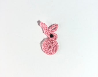 Bunny Rabbit, Vintage, Cute, Miniature, Crocheted, Pink Rabbit, Miniature Bunny, Doll Size, Easter Gift