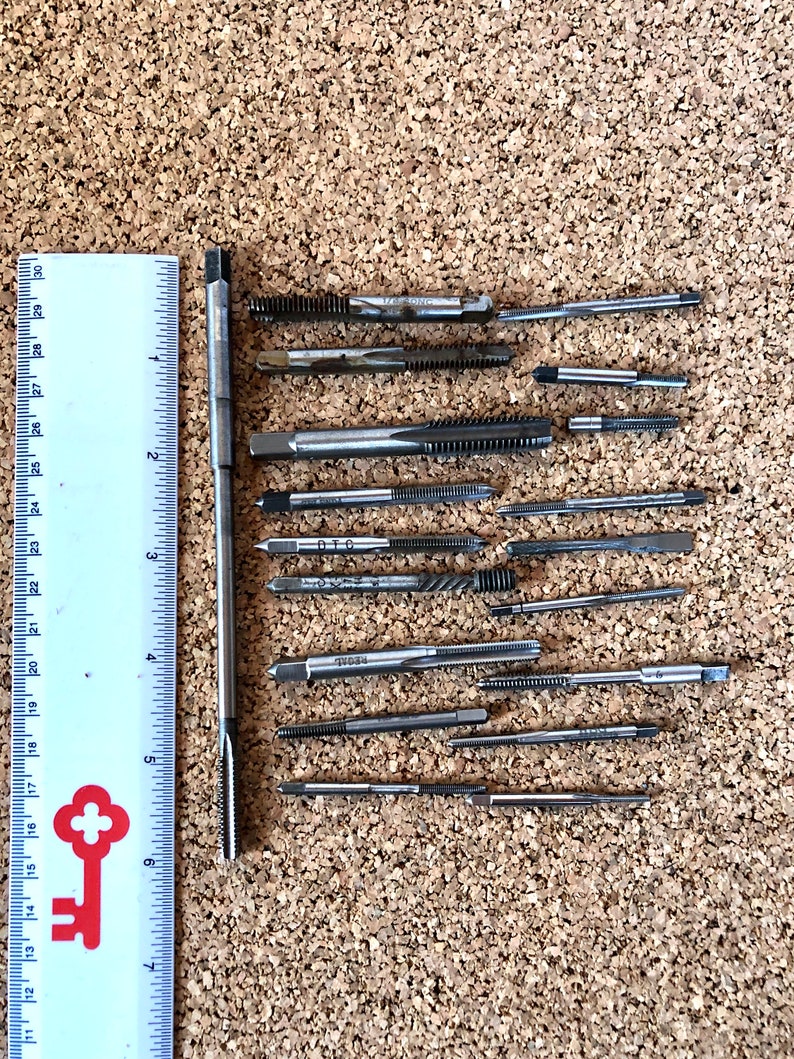 Vintage, TAPS, Lot of 18, Machinist Tool, Industrial, Steampunk Supply Gift for Maker, Crafter image 6