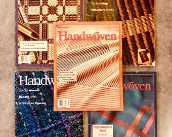 HANDWOVEN Magazines, Lot of 5, Weaving Instructions, How to Weave, Weaving Drafts, Basket Weaving, Upcycled Crafts, Fiber Arts, 1994