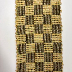 LONG, Check Pattern, Handwoven Table Runner, Upcyled Wool, Farmhouse Decor, Scandinavian, Rep Weave, 12 X 70 image 5