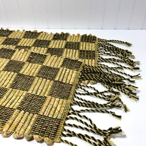 LONG, Check Pattern, Handwoven Table Runner, Upcyled Wool, Farmhouse Decor, Scandinavian, Rep Weave, 12 X 70 image 2