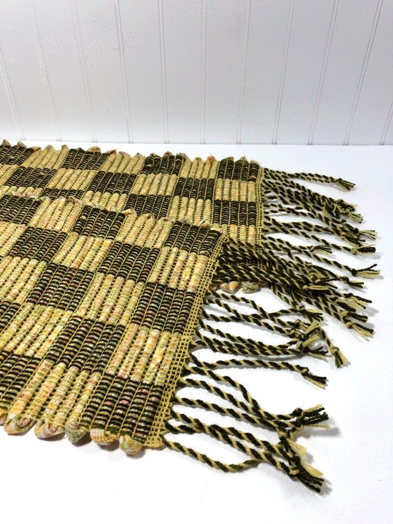 LONG, Check Pattern, Handwoven Table Runner, Upcyled Wool, Farmhouse Decor, Scandinavian, Rep Weave, 12 X 70 image 2