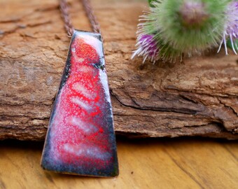 Red Unique Necklace*Copper Necklace * Enamel Jewelry *Fire Jewelry *  Handmade Enamel Jewelry *Handmade Necklace* Necklace for Women