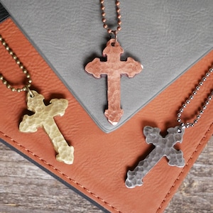 Hand Forged Copper Cross * Hammered Cross Pendant * Christian Gift for Men or Women * Forged Cross Necklace * Handmade Copper Necklace