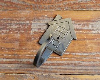 Handmade House Hook * House Warming Gift * Home Key Hook *Decorative Metal Wall Hooks Hand Forged Blacksmith Made for Coats, Towels, Keys