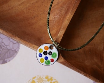 Dots Necklace* Bubble Pendant * Polka Dot Necklace * Dog Tag Necklace * Handmade Pendant * Colorful Jewelry * One of a Kind Necklace Enamel