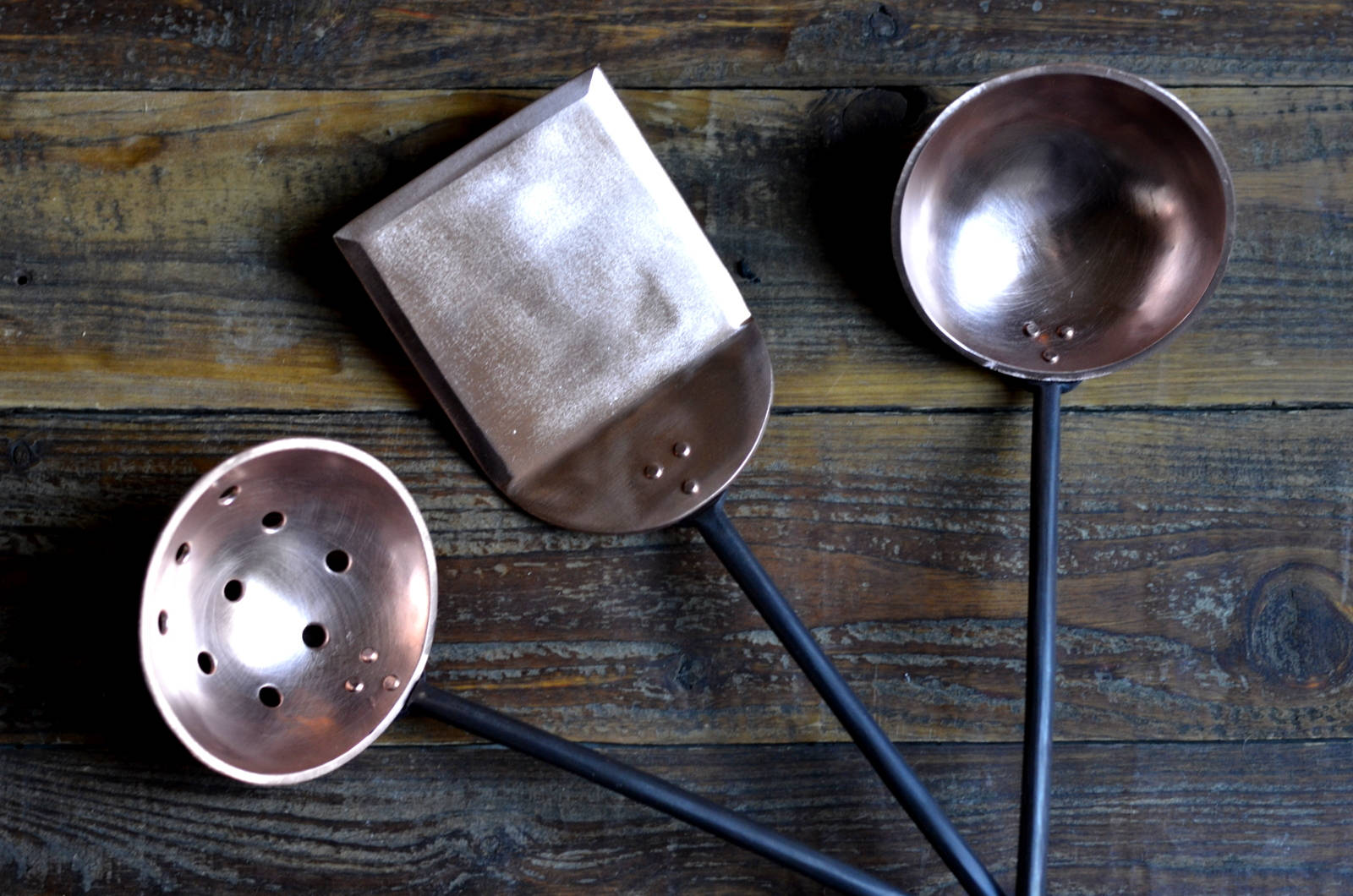 Hand Copper Utensils Blacksmith Made Utensil Set Etsy