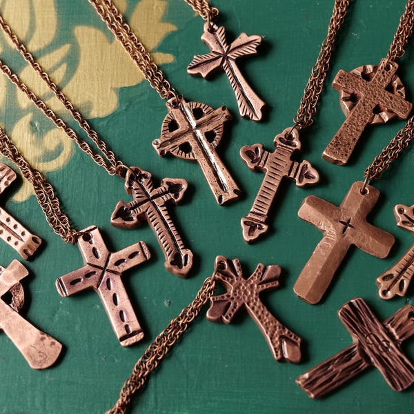 Hand Forged Copper Cross * Hammered Cross Pendant * Christian Gift for Men or Women * Forged Cross Necklace * Handmade Copper Necklace