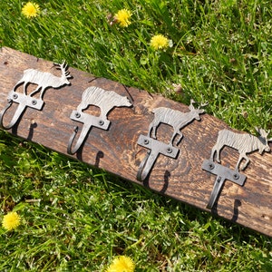 Woodland Animals Wall Coat Rack *Primitive Metal Coat Rack * Blacksmith Made Hand Forged * Gift for Dad * Gift For Him