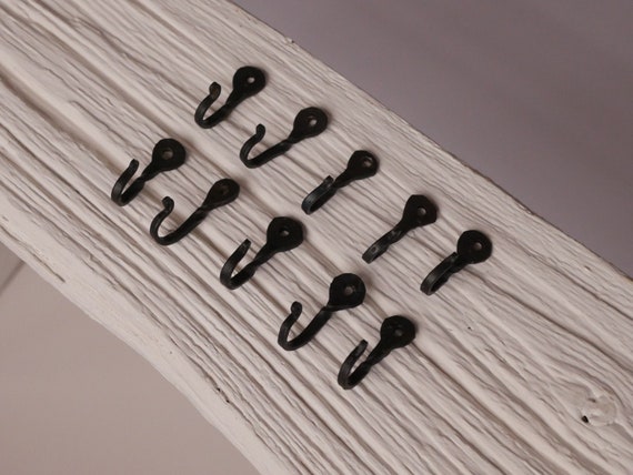 10 Small 1-1/4 Decorative Black Metal Wall Hooks Twisted Hook Lot Small  Hooks Decorative Hooks Metal Hooks Forged Hook Hooks 