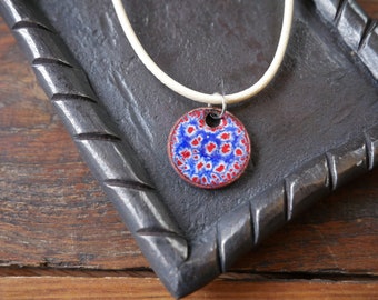 Red White & Blue Short Dangle Earrings Women * Copper Enamel Jewelry *Handmade Earrings *Round Earrings *Circle Jewelry * 4th of July