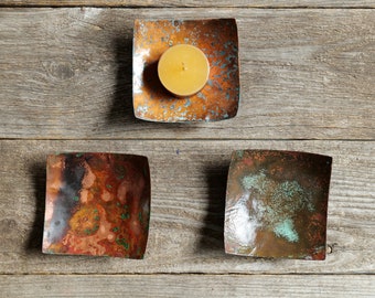 Copper Dish * Hammered Copper Bowl * Anniversary Copper Gift * 7th Anniversary Gift * Gift for Him * Tealight Candle Holder * Candle Dish