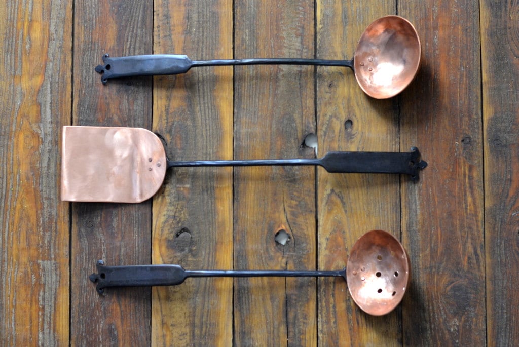 Hand Copper Utensils Blacksmith Made Utensil Set Etsy