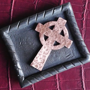 Hand Forged Celtic Copper Cross * Hammered Pocket Cross * Small Cross * Personalized Cross with Bible Verse * Christian Gift Men Women