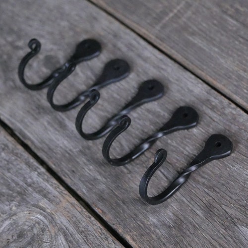 5 1 1/2 Small Decorative Black Metal Wall Hooks Twisted Etsy