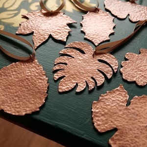 Hand Forged Copper Leaf Ornament * Oak Leaf Ornament * Monstera * Aspen * Ginkgo * Holly * Maple Leaf Ornament * Handmade Christmas Ornament